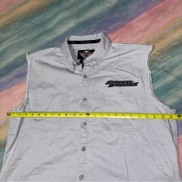 Harley-Davidson Gray Sleeveless Shirt double-sided men’s size XL shield back - Picture 7 of 7
